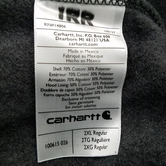 Carhartt Men’s Rain Defender Loose Fit Heavyweight Hoodie Size 2XL -(Gray)  –NWT - Picture 16 of 16